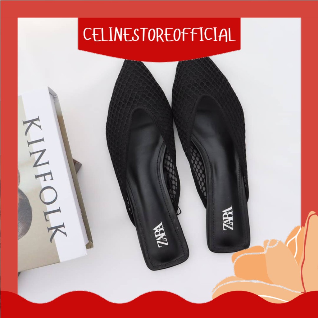 SEPATU  WANITA | ZARA ZS142 FLAT MESH MULES ORI PREMIUM IMPORT