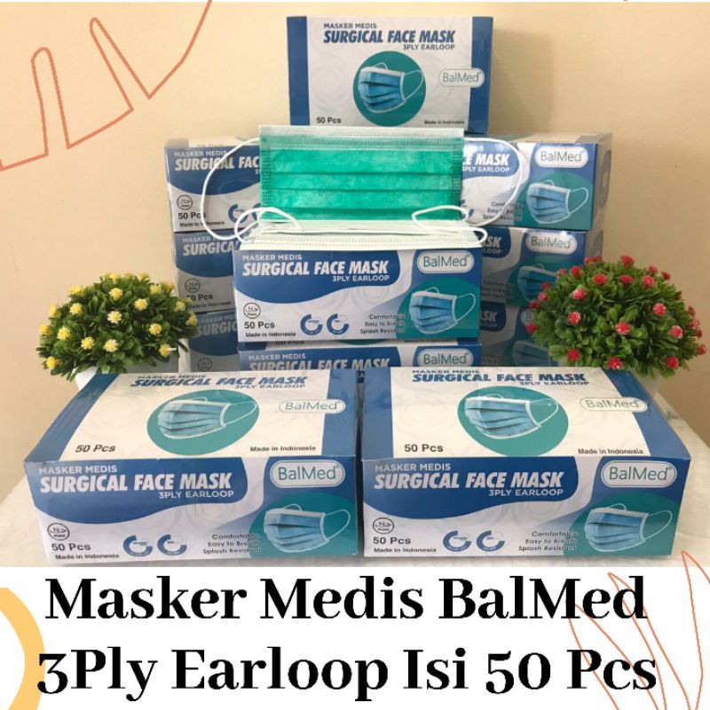Masker Medis BalMed 3 Ply Earloop Isi 50 Pcs