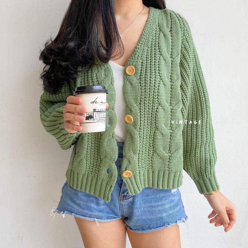 OUTER RAJUT CABLE 3GET SUPER PREMIUM/CARDIGAN RAJUT TEBAL/CARDIGAN WANITA OVERSIZE