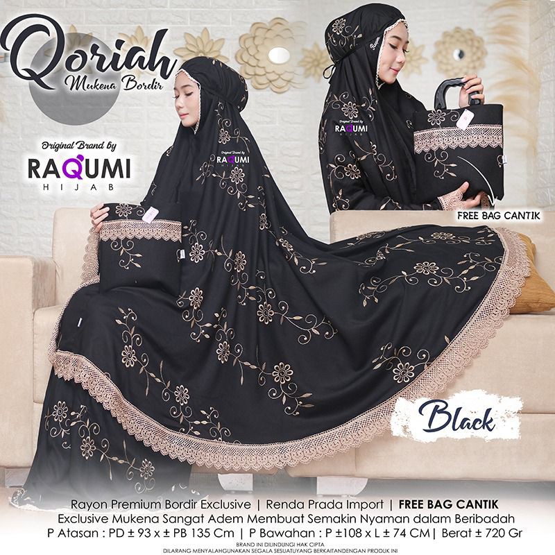 QORIAH MUKENA BORDIR BY RAQUMI HIJAB ORIGINAL SOLO