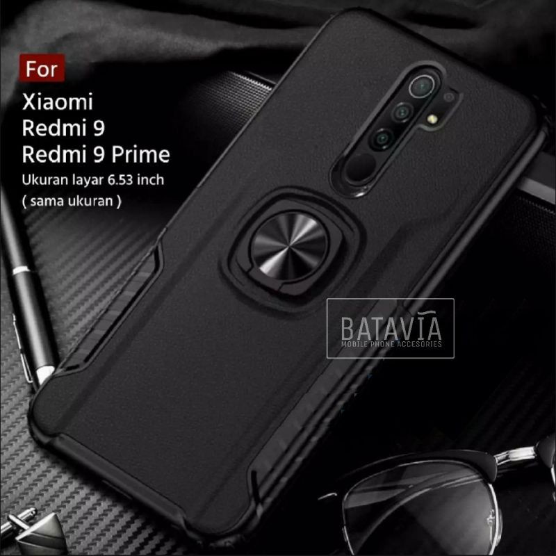 Hard Case Xiaomi Redmi 9 Case Ring Thunder Black Carbon