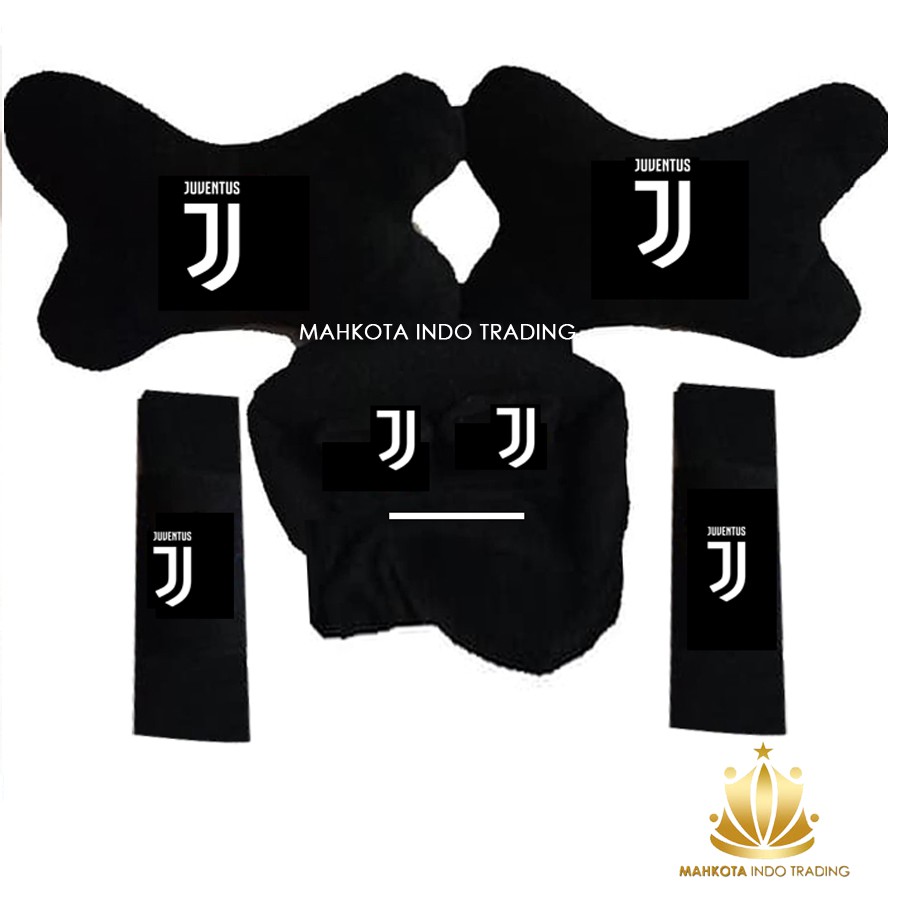 Bantal Jok Mobil Juventus 3in1 / Bantal Leher Mobil Juventus / Tempat Tisu Juve Logo Baru