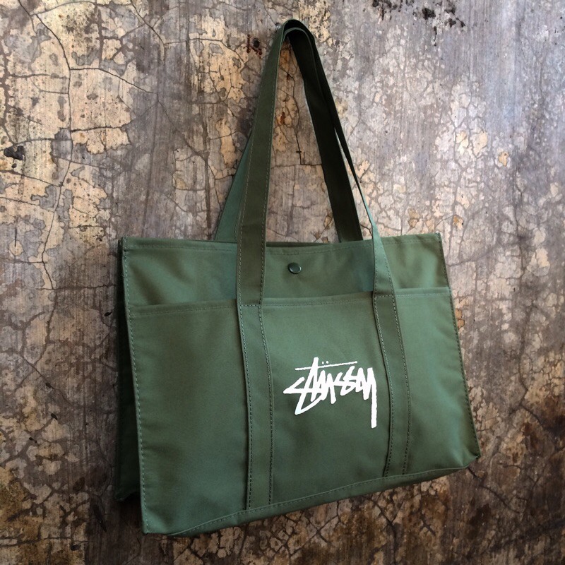STUSSY MILITARY GREEN TOTEBAG - JAPAN APPENDIX MAGAZINE