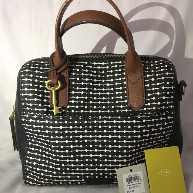 Fossil Rachel Satchel Black stripe Preloved