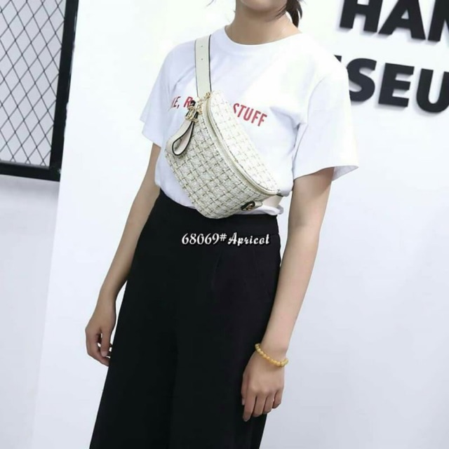 Waist Bag Chanel Tas Pinggang Canvas 68069