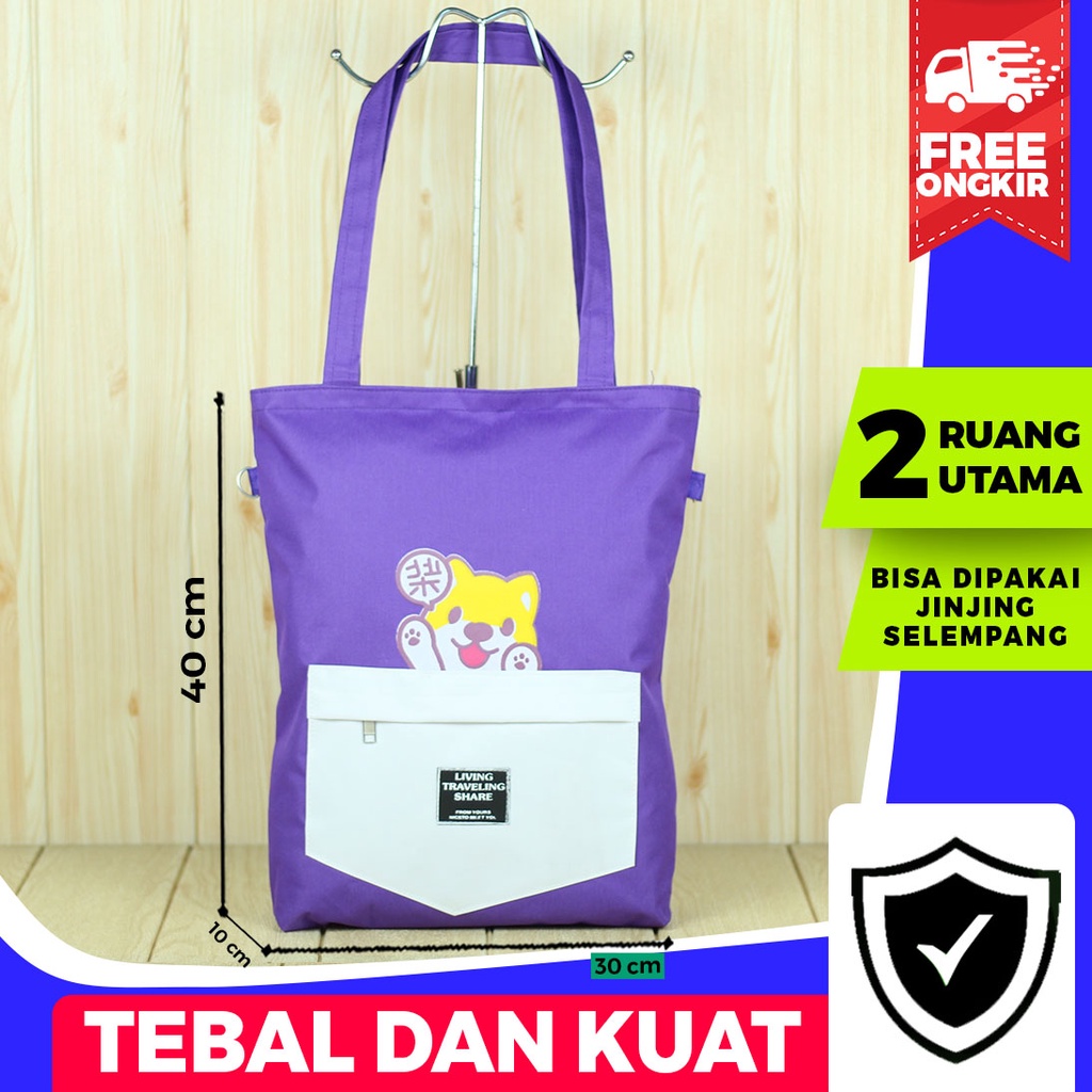 TOTE BAG KOREA MURAH Tas Fashion Wanita KPOP OOTD Tas Selempang Tote Resleting Casual Kampus Kuliah