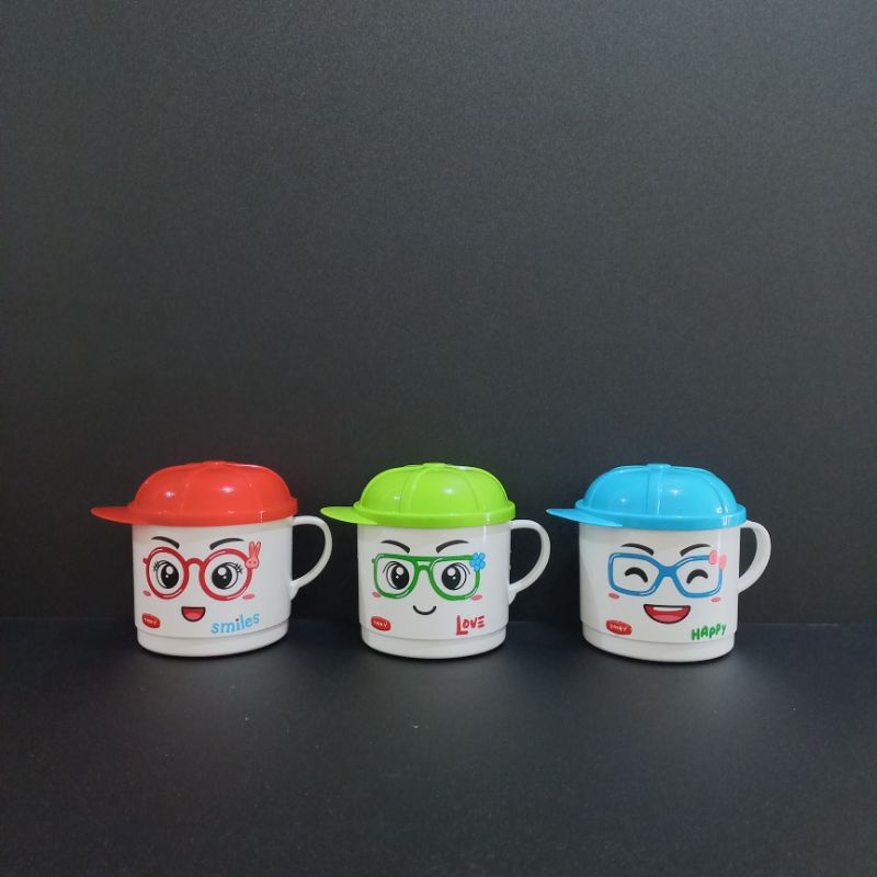 Grosir 1 Lusin ( 12 pc ) Mug Topi Trixy Souvenir Ulang Tahun Gelas Minum Anak