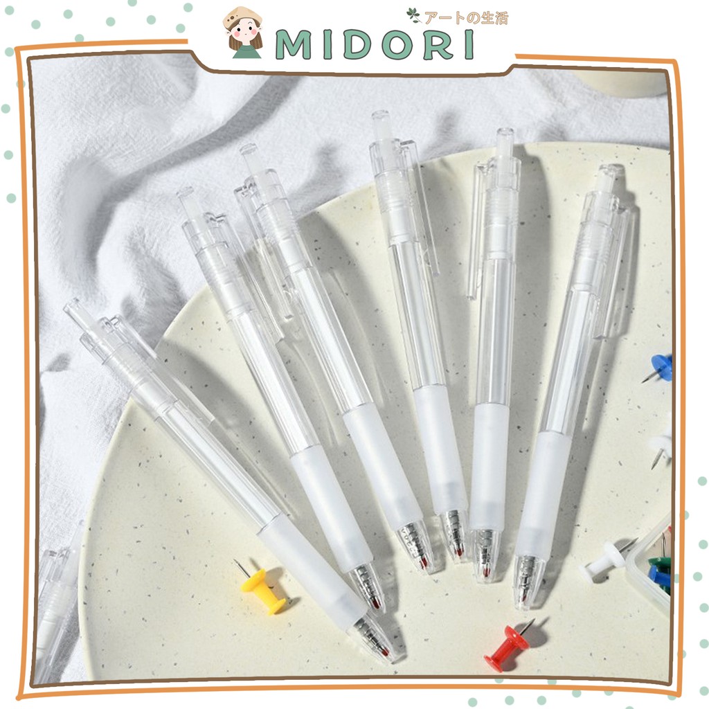 

[MIDORI] Pena Gel Mekanik 0.5mm White Minimalist Aesthetic Pen - D0017
