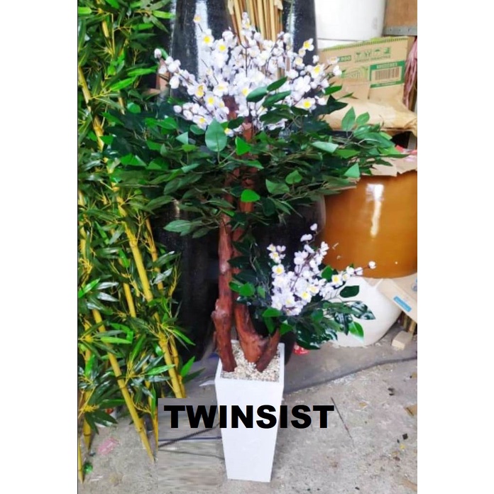 Bonsai Sakura Plastik Artificial Palsu 120Cm/Hiasan Sudut Ruangan/Bunga Hias Plastik/Dekorasi Rumah