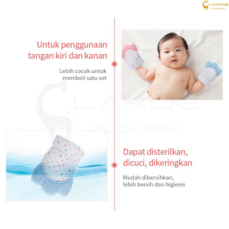 Sarung Tangan Gigitan Bayi/ Baby Mitten Teether / SNI BPA-FREE + Tas Pouch Penyimpan