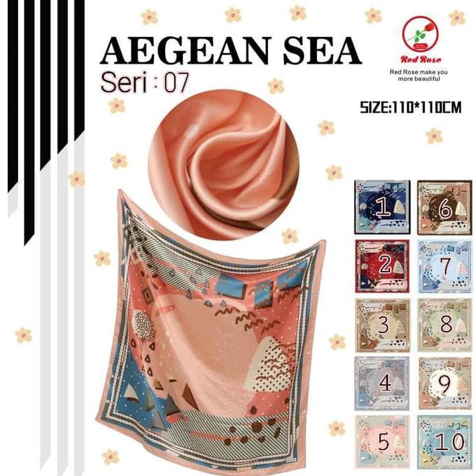 Jilbab Segi Empat Satin Velvet Motif Polkadot Bunga - seri : AEGEAN 07