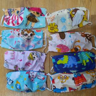  MASKER  KAIN  ANAK motif  kartun earloop masker  lucu  