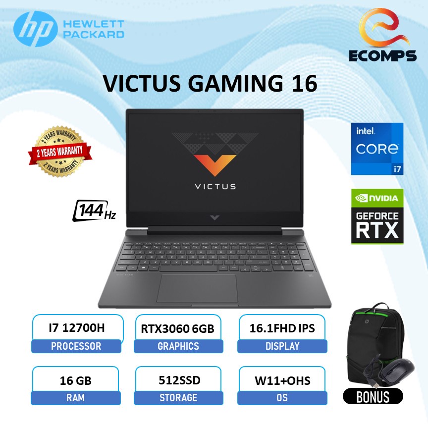 Jual Laptop Gaming HP Victus Gaming 16 D1095TX I7 12700H 16GB 512SSD ...