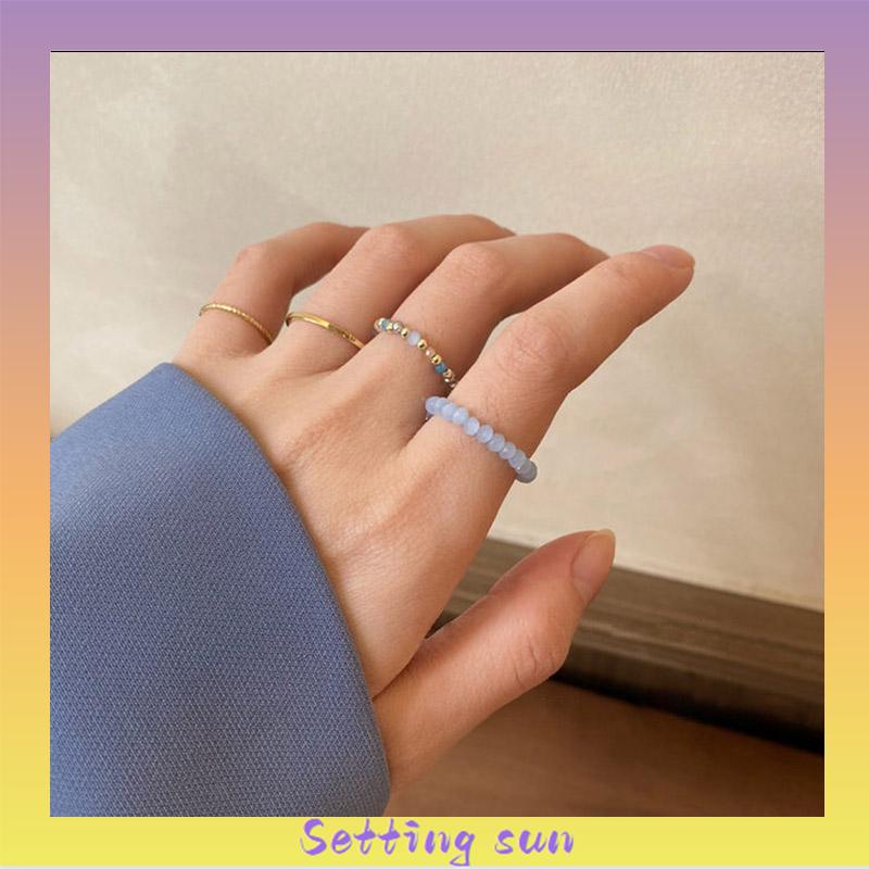 COD✨4PCS/ 1 Set Cincin Mutiara Desain berwarna Untuk Aksesoris Perhiasan Wanita  TN