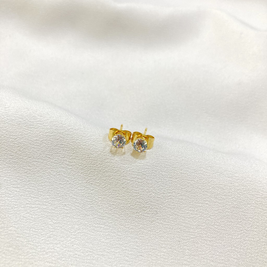 Anting Tusuk Wanita Mata Satu Titanium Anti Karat Korean Style Simple