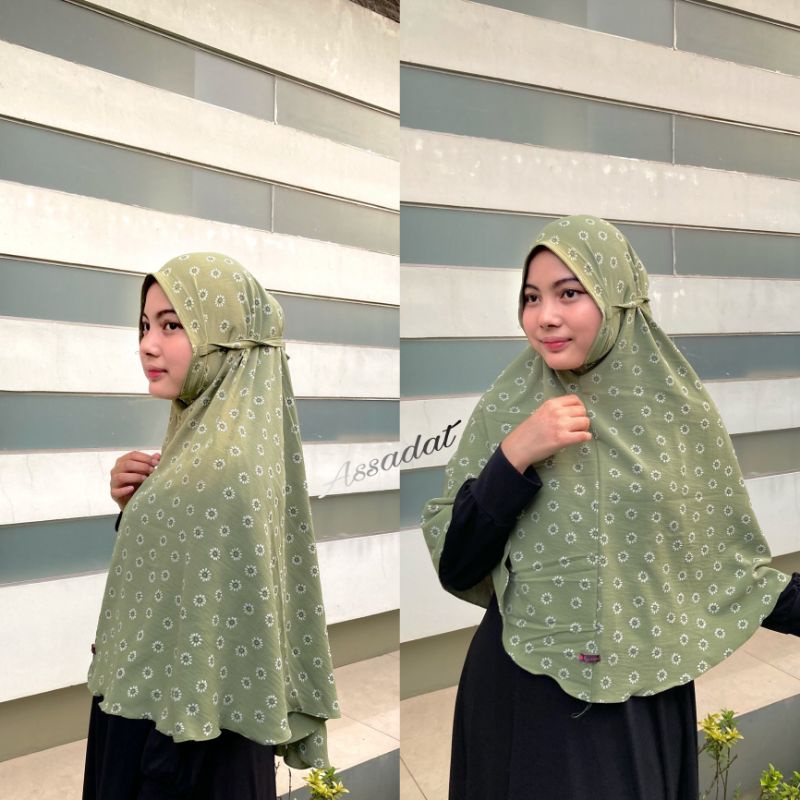 Bergo XL jumbo Crinkle motif Bunga by Assadat