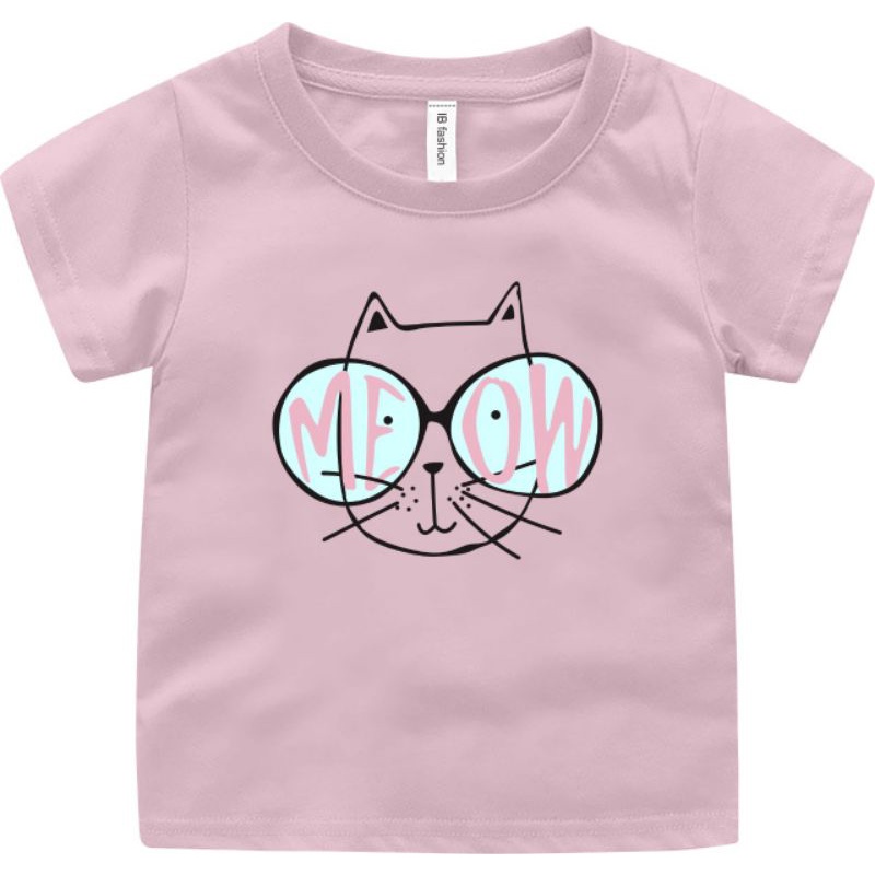 Baju Kaos Anak Cewek Kucing Meow Atasan Anak Umur 2-10 Thun Baju Oblong Ank Anak T Shirt Anak Terbaru