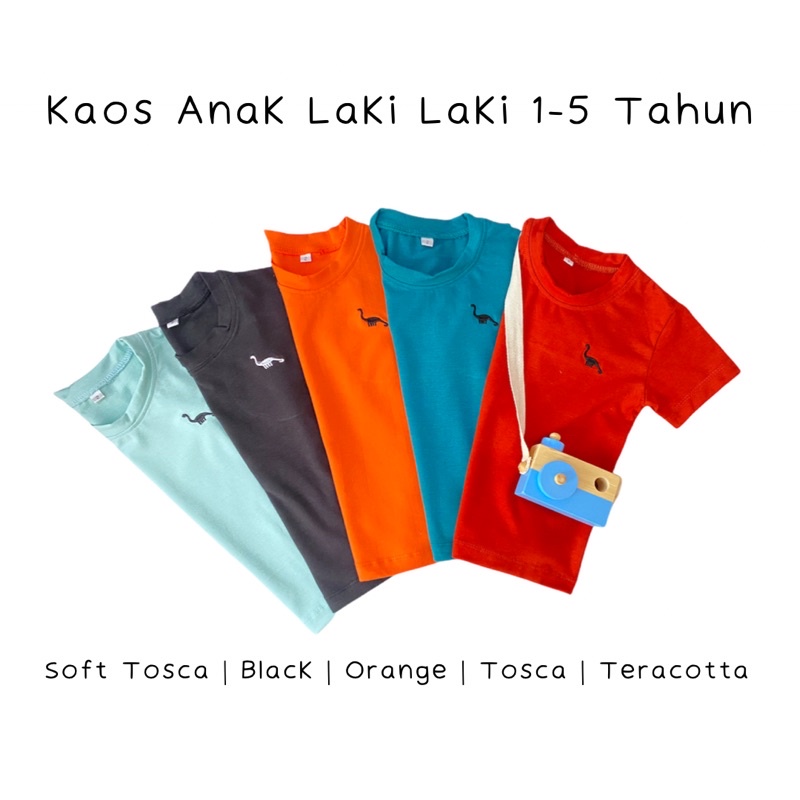 Kaos Anak Laki Laki Cowo 1 2 3 4 5 Tahun Baju Anak Kaos Polo Anak T-shirt Anak Atasan Lengan Pendek Anak Laki Laki Motif Dinosaurus