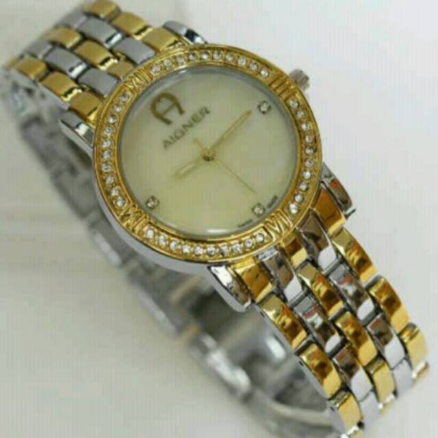 Jam Tangan Wanita Elegant Exclusive Aigner Italy Premium Watch Kombinasi Gold