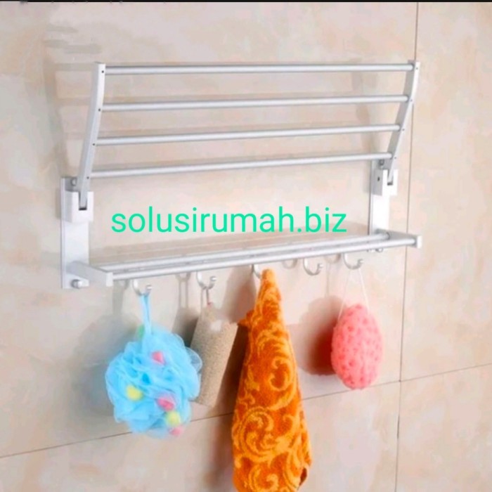 RAK HANDUK 5 BARIS DINDING Lipat folding al silver bukan ss stainless