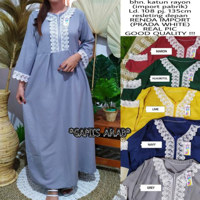 Daster Arab Resleting Depan Busui Bahan Rayon