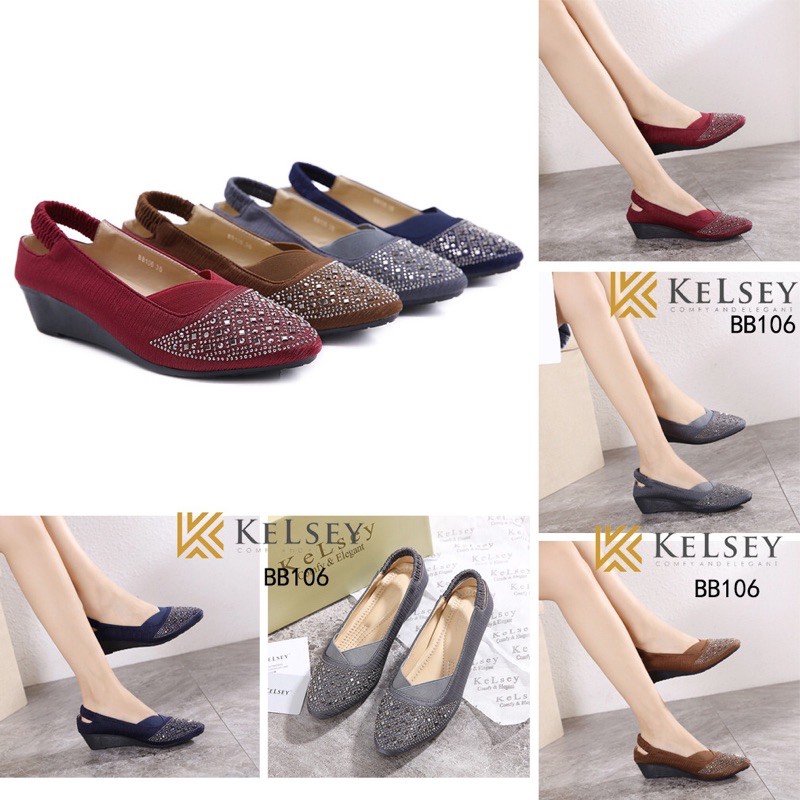 NICOLE SEPATU WEDGES WANITA MOTIF KELSEY BB106