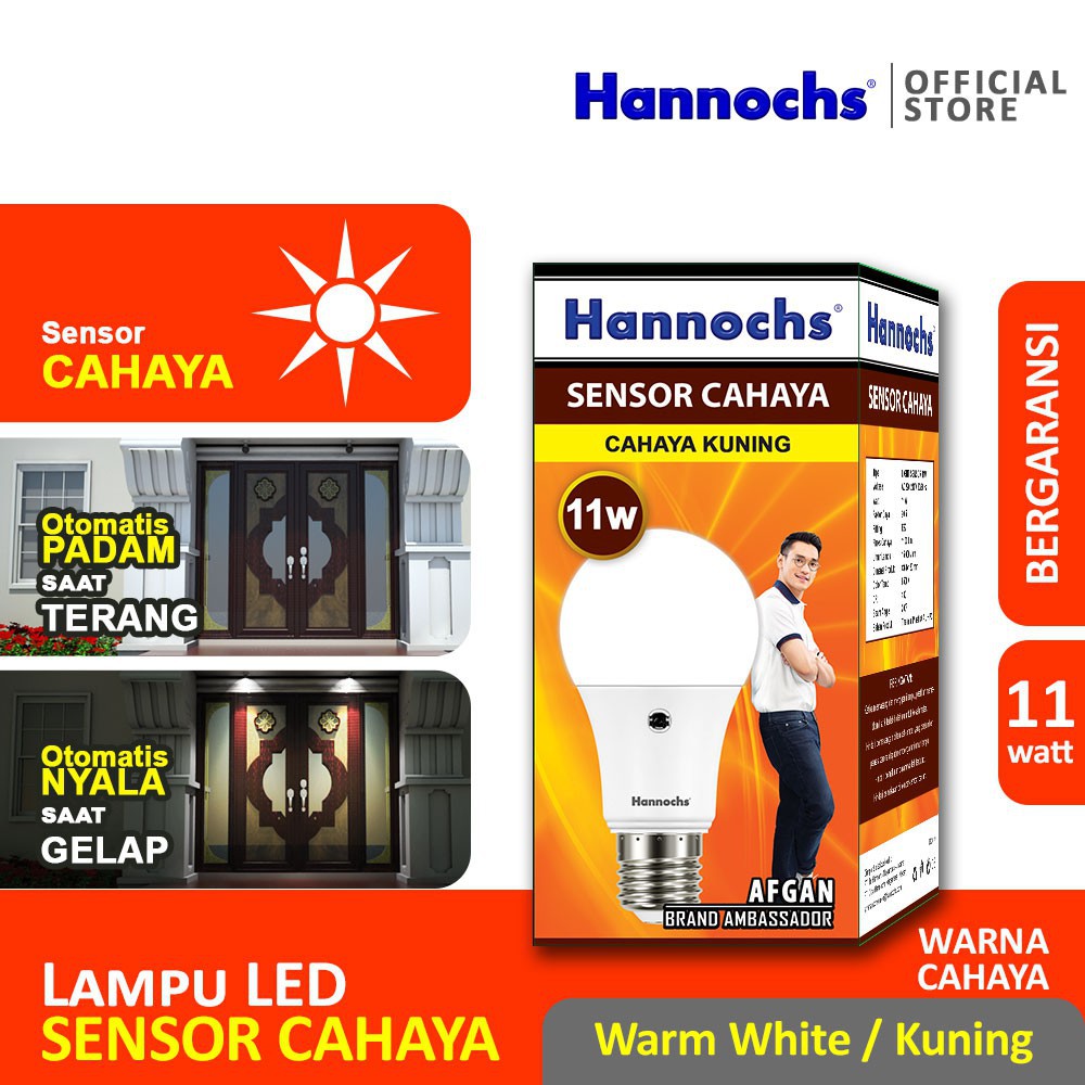 Light Sensor LED Bulb 11W 9W 6W / Hannochs Lampu Sensor Cahaya 11W