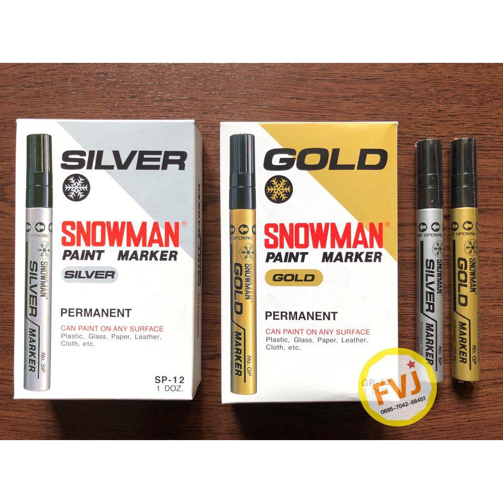 

1lusin / 12 Spidol SNOWMAN Permanent GOLD / Spidol EMAS GP-12 (Besar)