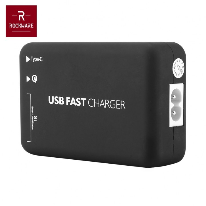 ROCKWARE T2T - Smart Fast USB Charger - 4 USB-A and 1  USB-C - 30W 6A