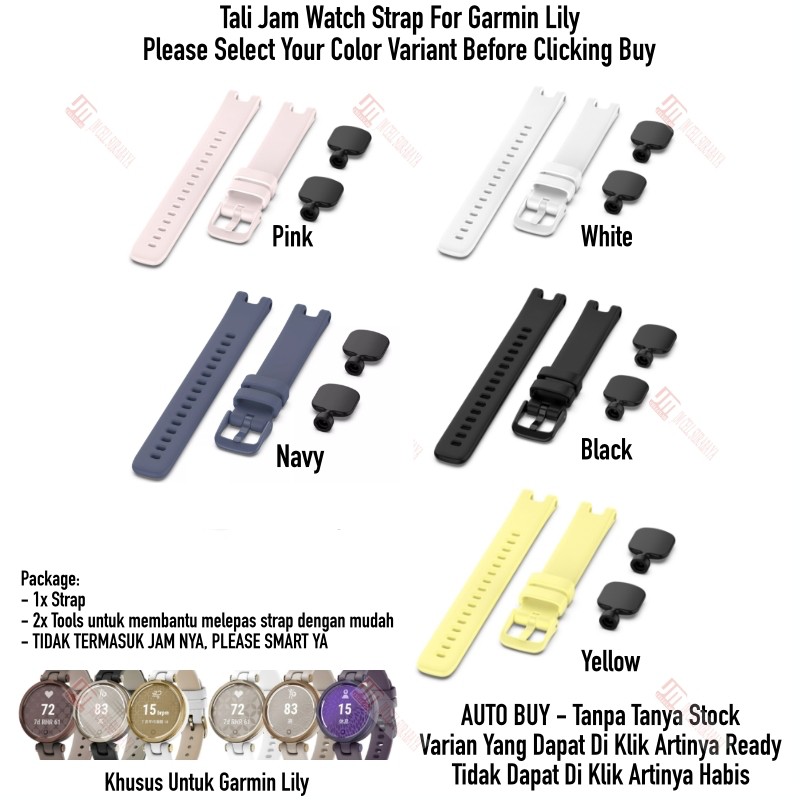 Tali Jam Khusus Watch Strap Garmin Lily - Rubber Silikon