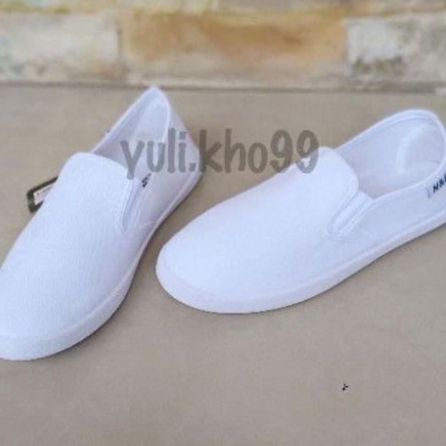 

[PRODUK I9L0M] Sepatu Putih Polos Tanpa Tali / Sepatu Lukis / Sepatu Haji Size 36 - 40 Y70
