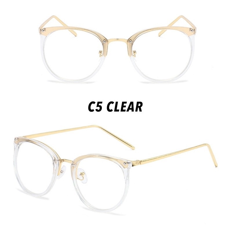 (YUZHU) Bayar di Tempat Korean Design Retro Mata Kucing Wanita Kacamata Eyeglasses