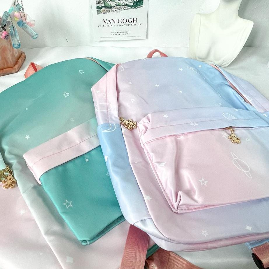 Tas Anti Air Ombre Pastel Cerah TAS RANSEL PUNGGUNG ANAK MUAT LAPTOP Bagpack READY hujan musim