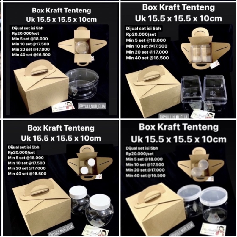 

Box Kraft Tenteng Uk 15.5x15.5x10cm dijual set isi 5 box