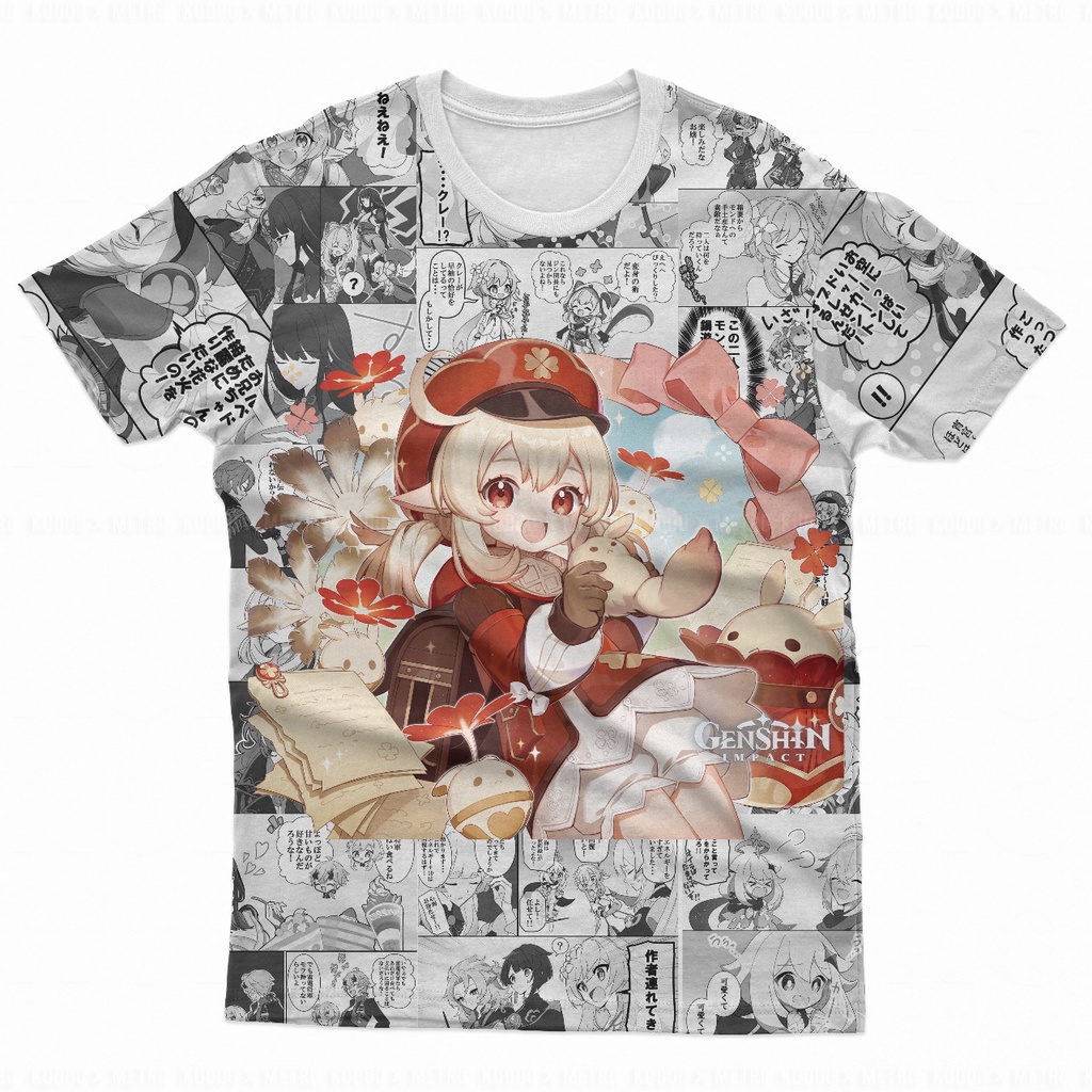 Tshirt Klee Comics Waifu Kawaii Fullprint Anime Gaming Genshin Impact Premium Unisex