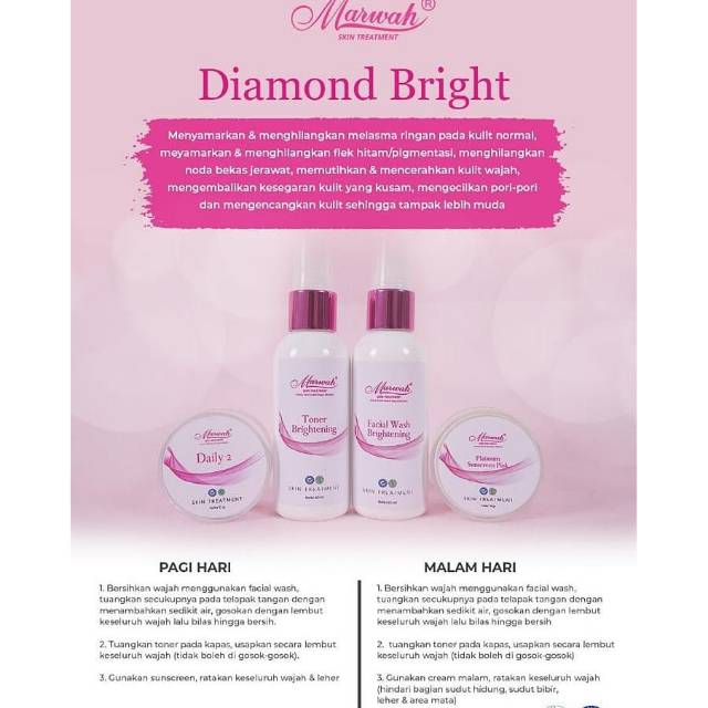SKIN CARE MARWAH WHITTENING ORIGINAL 100% DIAMOND BRIGHT 100% HALAL