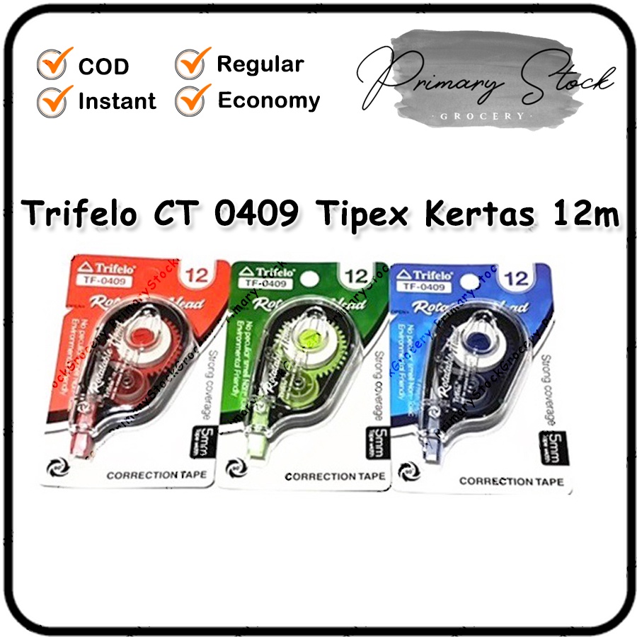 

Trifelo CT 0409 CORRECTION TAPE TIPEX KERTAS Tip-Ex Roll Retractable Refillable Tip Ex Tip x ATK STATIONARY