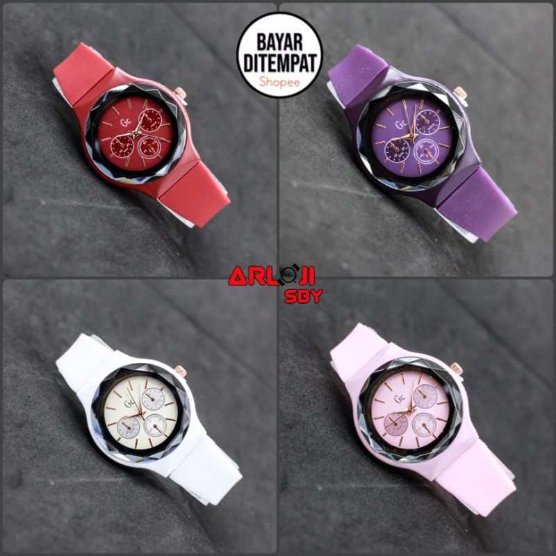JAM TANGAN WANITA CEWEK FASHION GC SILICONE RUBBER WARNA MURAH