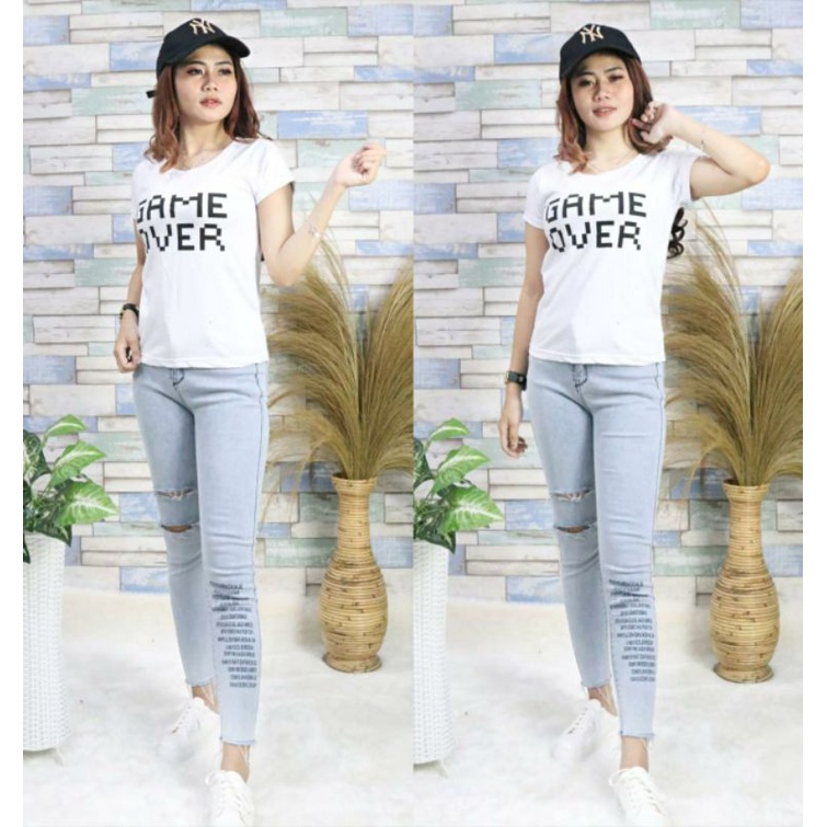 BC- Game Over Tee Bahan cotton spandek fit to L