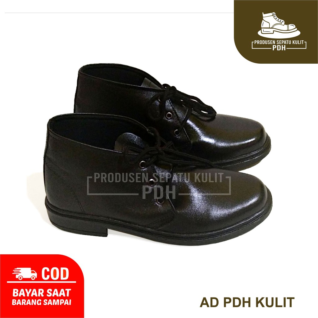 NOTIS - SEPATU PDH KULIT KILAP PRIA PANTOFEL TALI RESLETING SEPATU PDH SATPAM JATAH TNI POLRI SECURITY SEPATU KERJA PRIA