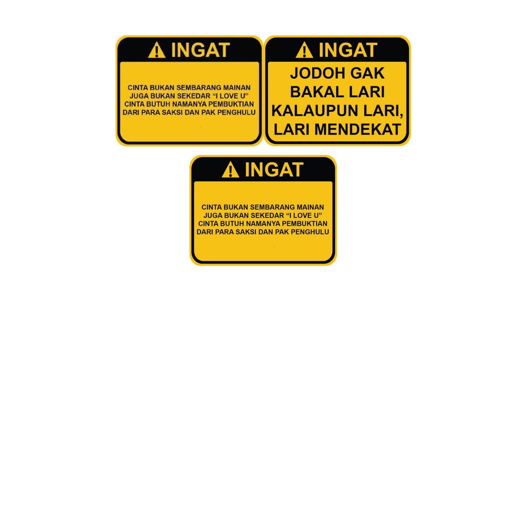 Sticker Warning Perhatian Kata Lucu Kocak Bahan Glosy Chromo