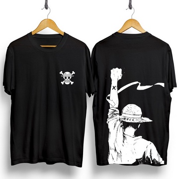 fourfashion Kaos Pria Kaos Distro LUFFY HORE IN BACK Black CN932