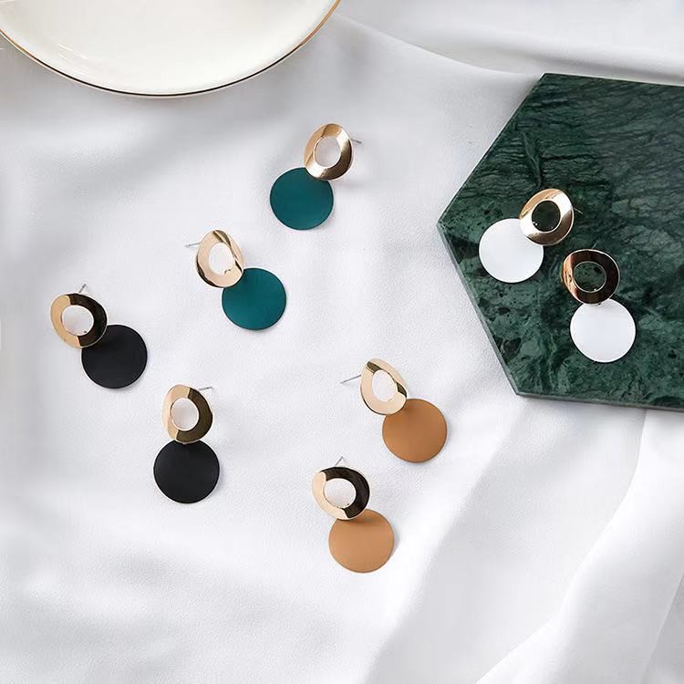 Anting Tusuk Gantung Boho Vintage Bentuk Geometri Hollow untuk Wanita