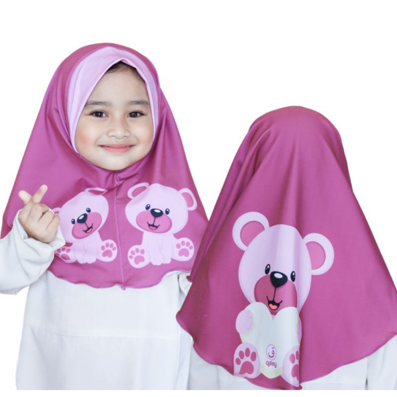 hijab instant motif teddy bear