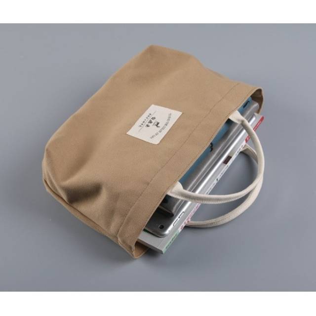 Tas Totebag Kempit Hitam coklat Ukuran Kecil kanvas Metro Wanita import