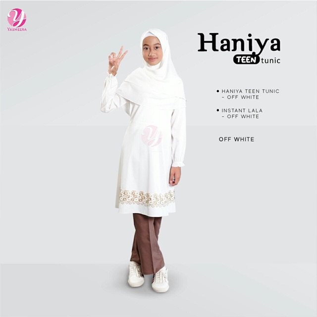 HANIYA TEEN TUNIC REMAJA BY YASMEERA/TUNIC PUTIH ANAK REMAJA