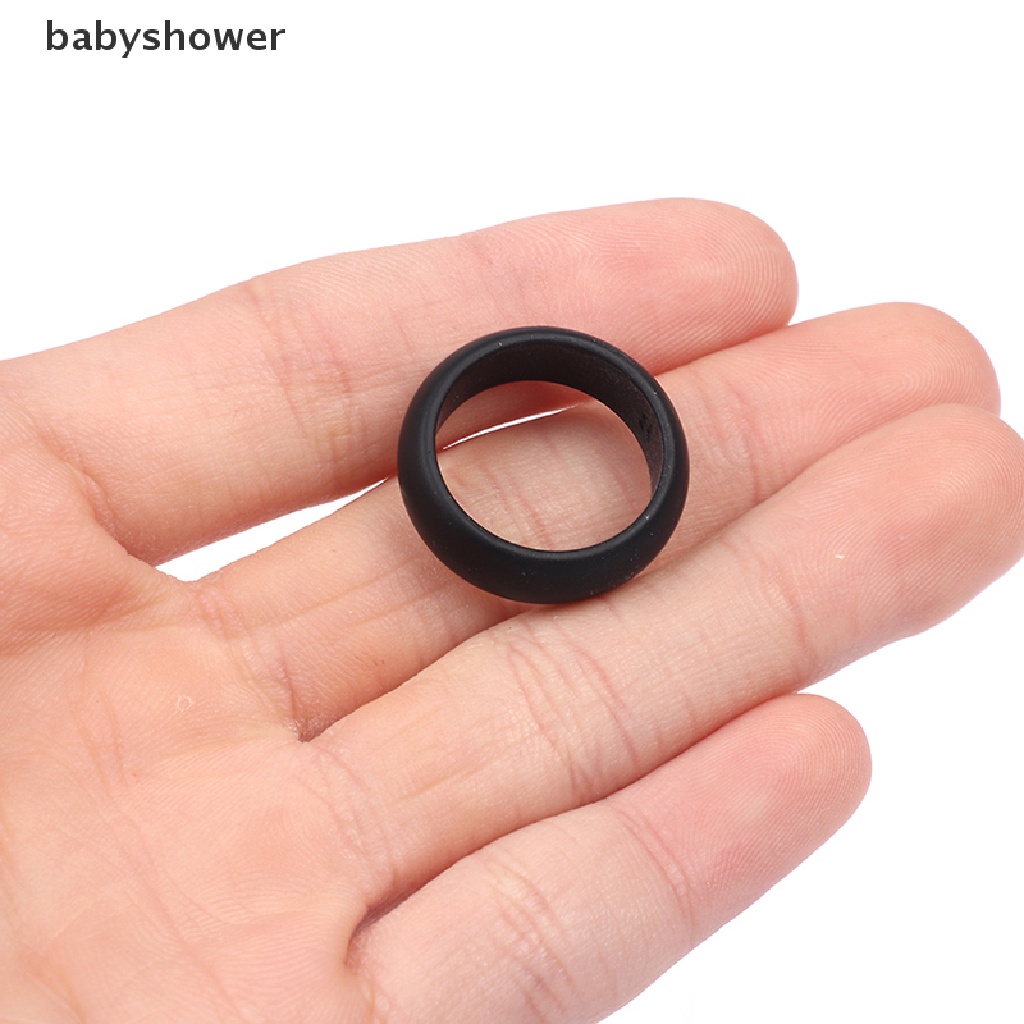 Cincin Pria Bahan Karet Silikon Flexible Warna Hitam Untuk Pernikahan