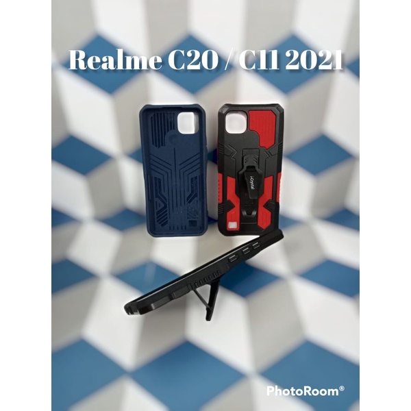 MN - Realme C20 / C20A / C11 2021 Case I-Crystal Robot Silikon Ring Standing Cover Casing HP Hardcas