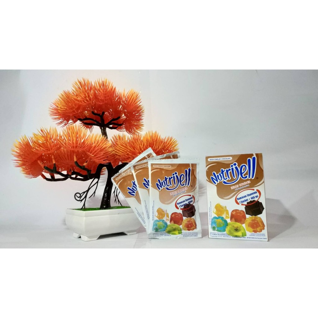 Nutrijell Agar Rasa Coklat 1 Box Isi 12 Sachet Agar-Agar Varian 20gr Nutrijel Jelly Powder Ekonomis