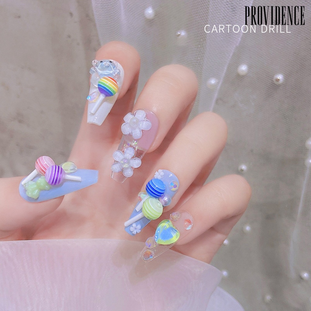 Providence 5Pcs/Set Lollipop Style Nail Ornament Cartoon Resin Cute Clay 3D Accessories Charm Candy Decoration for Manicure